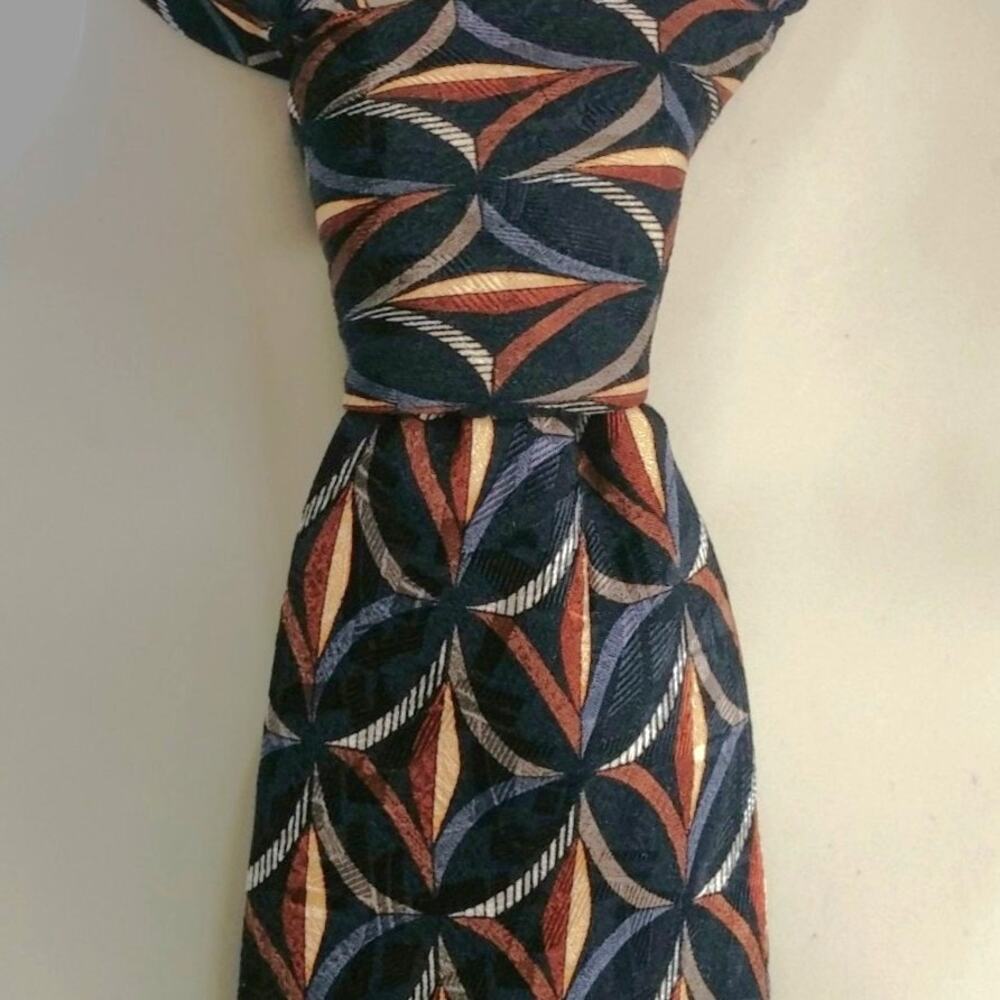 Parisian JZ Richards Silk Tie Mens Black Gold Geometric Hand Crafted USA Classic